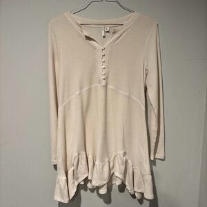 Cato Cream Ruffle Hem Tunic